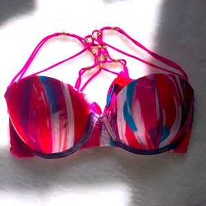 SoLD! NWOT Pink colorful Beach Bunny top; beautiful gold hardware